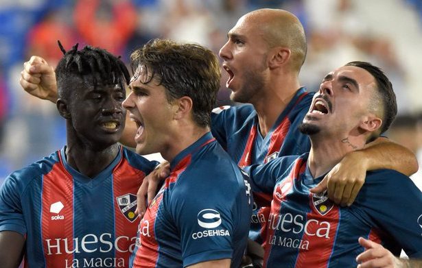 La SD Huesca celebra un gol en la temporada 23/24